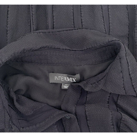 Intermix Angelina Striped Chiffon Top Blouse Black Semi Sheer M - Picture 8 of 12